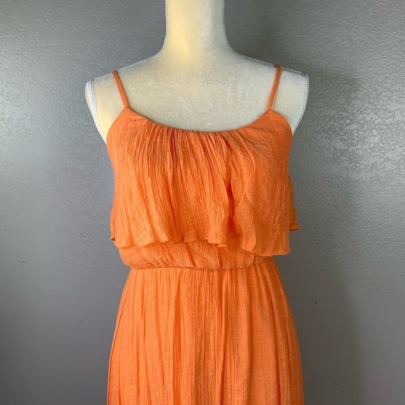 Studio Y Bright Orange High Low Handkerchief Dress Size Small New without Tag - Picture 2 of 16